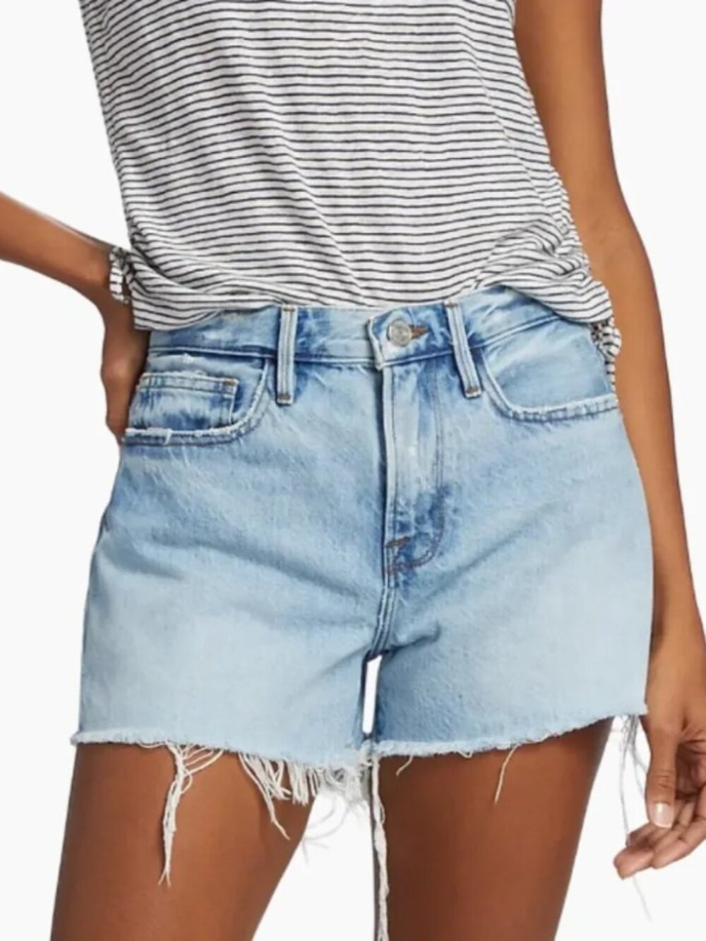 FRAME Le Brigette Short Raw Fray Size 25 in split screen